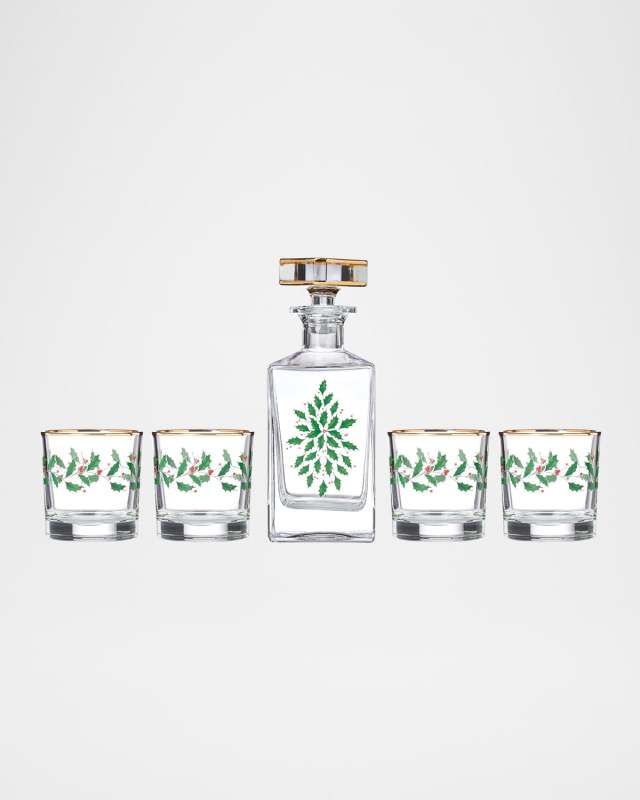 Holiday 5-Piece Decanter & Whiskey Glass Set